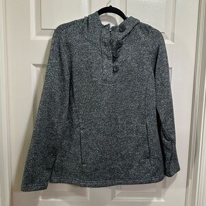Women’s Columbia Pullover Hooded Sweater Sweatshirt Gray Marled Knit Size Large